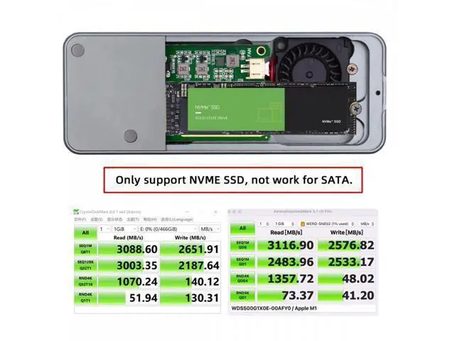 Alt view image 7 of 7 - Type-C USB4 40Gbps to PCI-E 4.0 X4 SSD NVME NGFF M-Key Enclosure USB-C 20Gbps ASM2464 Chipset UC-116-SL