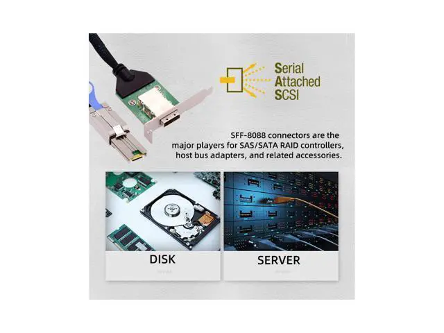 Alt view image 5 of 7 - External Mini SAS SFF-8088 Male to SFF-8088 Female Extension Cable PCBA With Low Profile Bracket SF-083-26PIN