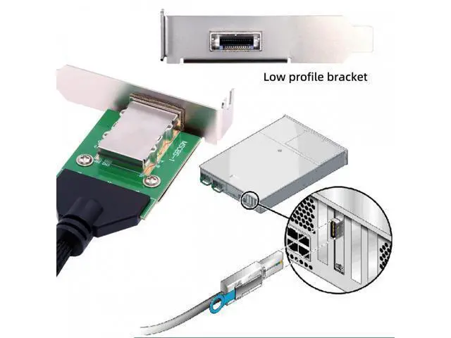 Alt view image 7 of 7 - External Mini SAS SFF-8088 Male to SFF-8088 Female Extension Cable PCBA With Low Profile Bracket SF-083-26PIN