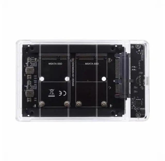 Main image of Dual MSATA Mini-SATA SSD Card JBOD Raid0 Span Bridge to USB3.0 Type-C USB-C 2.5inch SATA Combo Enclosure SA-049+UC-079-WH