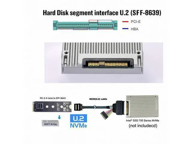 Alt view image 6 of 7 - 22X80mm 2280 M.2 SFF-8643 Card and U.2 U2 SFF-8639 NVME PCIe SSD Cable PCI-E 3.0 4.0 for Mainboard SSD SF-093+SF-094-BK