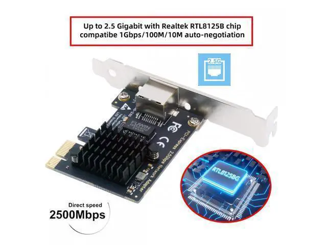 Alt view image 6 of 7 - 2500Mbps 2.5Gbps to PCI-E PCI Express 1x GBE Gigabit 1000Mbps Ethernet Network LAN Cable Adapter for Desktop Motherboard UT-027-1P
