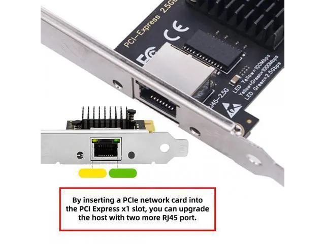 Alt view image 3 of 7 - 2500Mbps 2.5Gbps to PCI-E PCI Express 1x GBE Gigabit 1000Mbps Ethernet Network LAN Cable Adapter for Desktop Motherboard UT-027-1P