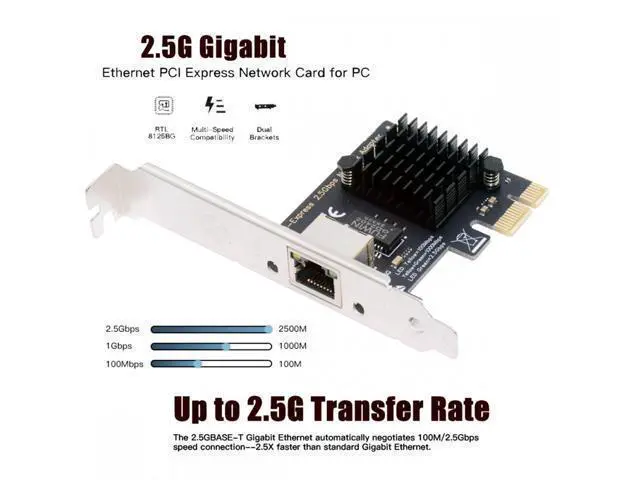 Alt view image 7 of 7 - 2500Mbps 2.5Gbps to PCI-E PCI Express 1x GBE Gigabit 1000Mbps Ethernet Network LAN Cable Adapter for Desktop Motherboard UT-027-1P