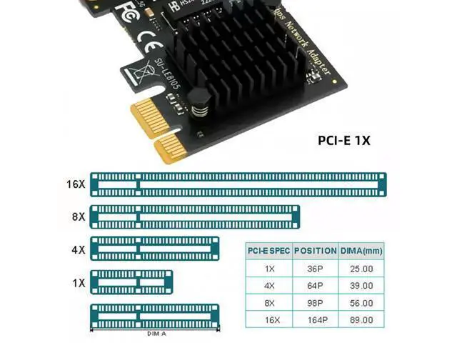 Alt view image 4 of 7 - 2500Mbps 2.5Gbps to PCI-E PCI Express 1x GBE Gigabit 1000Mbps Ethernet Network LAN Cable Adapter for Desktop Motherboard UT-027-1P
