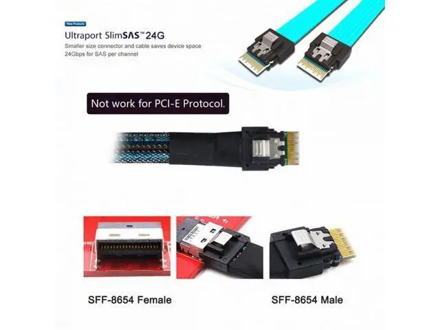 Alt view image 4 of 7 - Slimline SAS 4.0 SFF-8654 4i 38pin Host to 4 SAS 29pin SFF-8482 Target Hard Disk Fanout Raid Cable SF-047