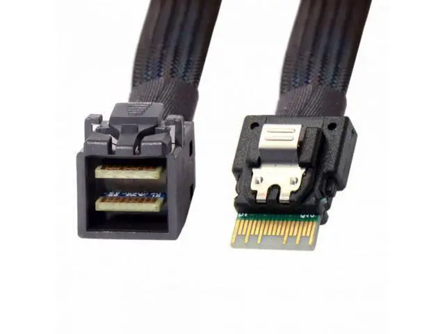 Alt view image 4 of 7 - Slim Line SAS 4.0 SFF-8654 4i 38pin Host to HD Mini SAS 4i SFF-8643 36pin Target Cable 50cm SF-098