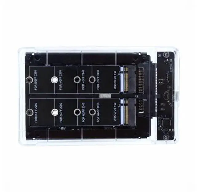 Main image of Dual NGFF B+M-Key M.2 SSD Card JBOD Raid0 Span Bridge to USB3.0 Type-C USB-C 2.5inch SATA Combo Enclosure SA-031+UC-079-WH
