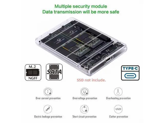 Alt view image 3 of 7 - Dual NGFF B+M-Key M.2 SSD Card JBOD Raid0 Span Bridge to USB3.0 Type-C USB-C 2.5inch SATA Combo Enclosure SA-031+UC-079-WH