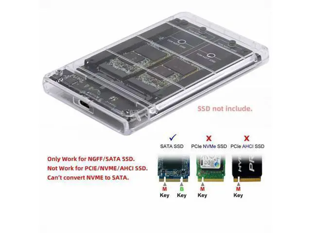 Alt view image 4 of 7 - Dual NGFF B+M-Key M.2 SSD Card JBOD Raid0 Span Bridge to USB3.0 Type-C USB-C 2.5inch SATA Combo Enclosure SA-031+UC-079-WH