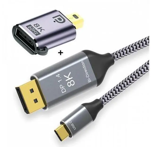 Main image of Reversed Mini DisplayPort DP Source to USB 3.1 Type-C USB-C Displays Male 8K HDTV Cable for Laptop Monitor (1.8m) UC-129-DPM+DP-036-8K01