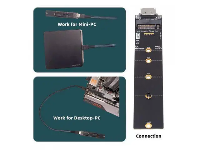 Alt view image 6 of 7 - Oculink SFF-8612 SFF-8611 to M.2 NGFF M-Key to NVME PCIe SSD 2230 2280 22110 SSD PCBA Adapter for Mainboard SF-099