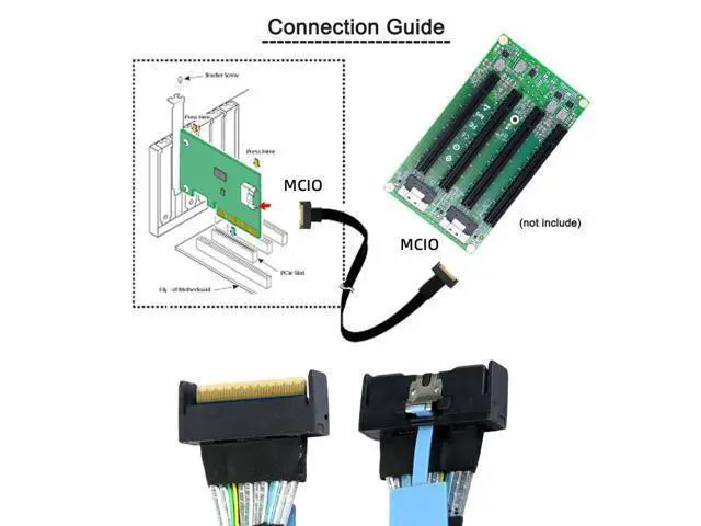 Alt view image 4 of 7 - PCI-E 5.0 Mini Cool Edge IO MCIO STR PCI-E Slimline SAS 8i 74Pin Male to MCIO 74Pin Male Extender Cable 50cm