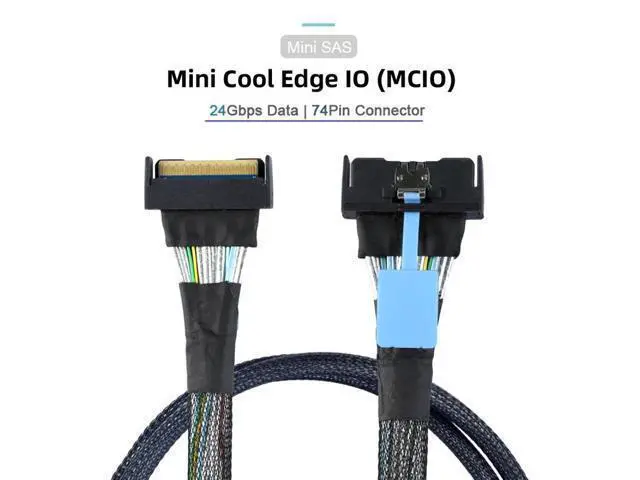 Alt view image 3 of 7 - PCI-E 5.0 Mini Cool Edge IO MCIO STR PCI-E Slimline SAS 8i 74Pin Male to MCIO 74Pin Male Extender Cable 50cm