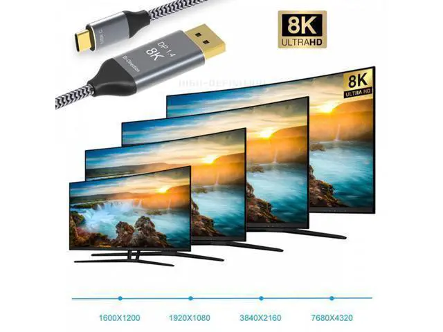 Alt view image 5 of 7 - Reversed DisplayPort DP Source to USB 3.1 Type-C USB-C Displays Male 8K HDTV Cable for Laptop Monitor (1.8m) UC-129-DPM