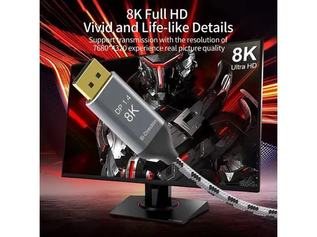 Alt view image 6 of 7 - Reversed DisplayPort DP Source to USB 3.1 Type-C USB-C Displays Male 8K HDTV Cable for Laptop Monitor (1.8m) UC-129-DPM