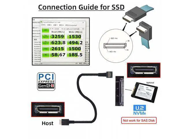 Alt view image 5 of 7 - Down Angled 90 Degree OcuLink PCIe 4.0 PCI-Express SFF-8611 4i to SFF-8611 Data Active Cable for eGPU SSD 80cm SF-014-DN