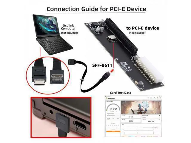 Alt view image 6 of 7 - Down Angled 90 Degree OcuLink PCIe 4.0 PCI-Express SFF-8611 4i to SFF-8611 Data Active Cable for eGPU SSD 80cm SF-014-DN