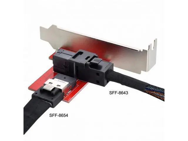 Alt view image 5 of 7 - PCI-Express 4.0 Slimline SAS SFF-8654 to HD SFF-8643 PCBA Female Adapter With Bracket SF-044