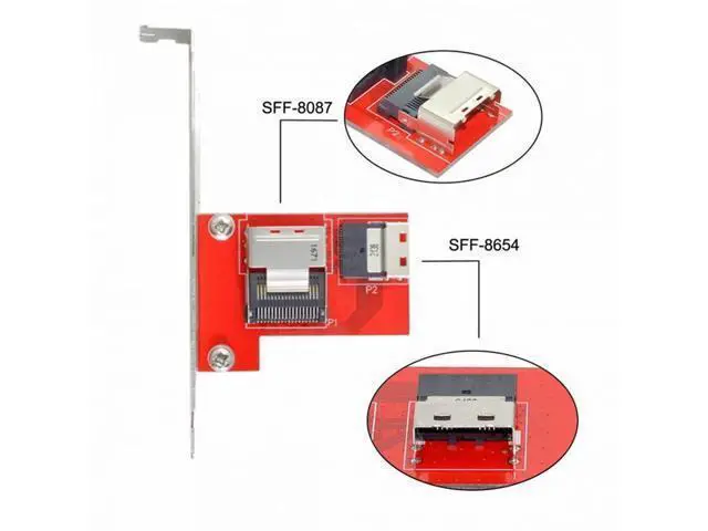 Alt view image 2 of 7 - PCI-Express 4.0 Slimline SAS SFF-8654 to Mini SAS SFF-8087 PCBA Female Adapter With Bracket SF-045