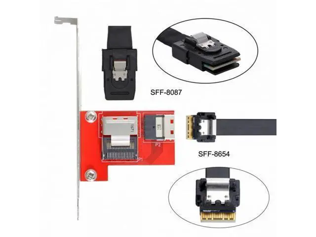 Alt view image 3 of 7 - PCI-Express 4.0 Slimline SAS SFF-8654 to Mini SAS SFF-8087 PCBA Female Adapter With Bracket SF-045