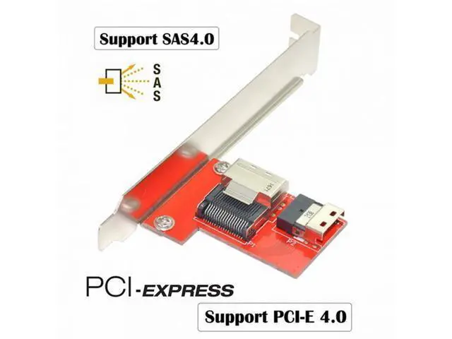 Alt view image 4 of 7 - PCI-Express 4.0 Slimline SAS SFF-8654 to Mini SAS SFF-8087 PCBA Female Adapter With Bracket SF-045