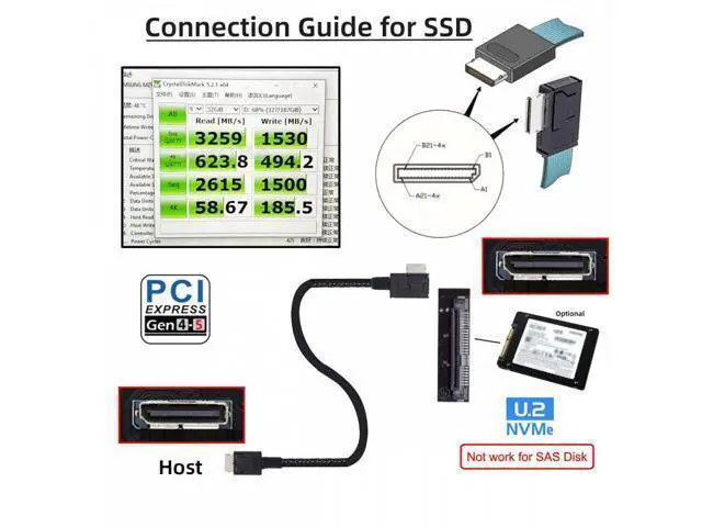 Alt view image 5 of 7 - Left Angled 90 Degree OcuLink PCIe 4.0 PCI-Express SFF-8611 4i to SFF-8611 Data Active Cable for eGPU SSD 50cm SF-014-LE