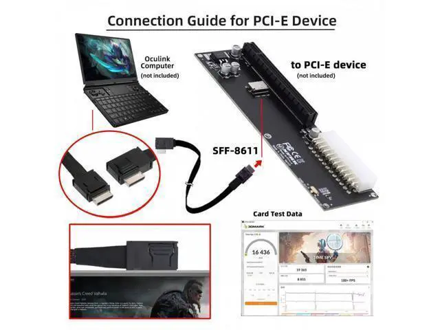 Alt view image 6 of 7 - Left Angled 90 Degree OcuLink PCIe 4.0 PCI-Express SFF-8611 4i to SFF-8611 Data Active Cable for eGPU SSD 50cm SF-014-LE