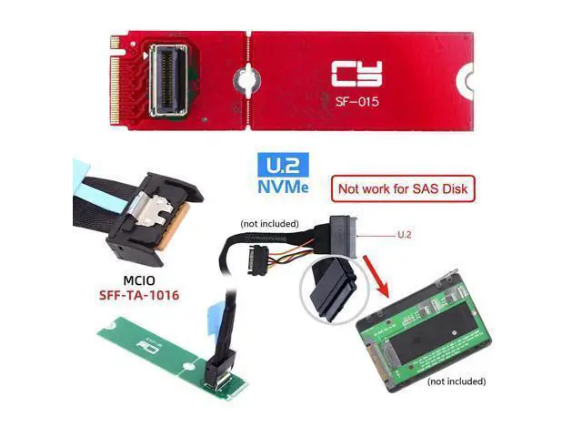 Alt view image 4 of 7 - PCI-E 5.0 4.0 M.2 M-key to MCIO Mini Cool Edge IO Female Host Adapter for PCIe Nvme SSD 2280 2230 SF-015
