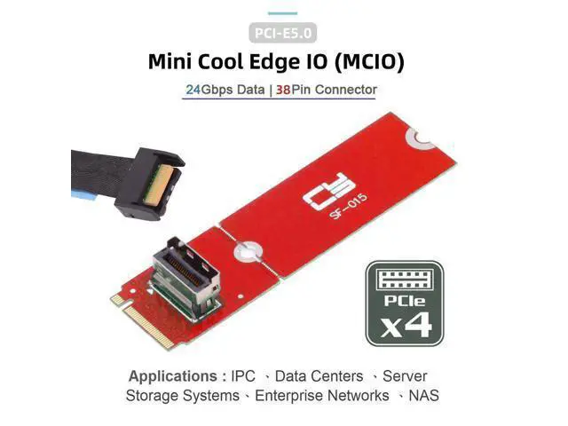 Alt view image 5 of 7 - PCI-E 5.0 4.0 M.2 M-key to MCIO Mini Cool Edge IO Female Host Adapter for PCIe Nvme SSD 2280 2230 SF-015