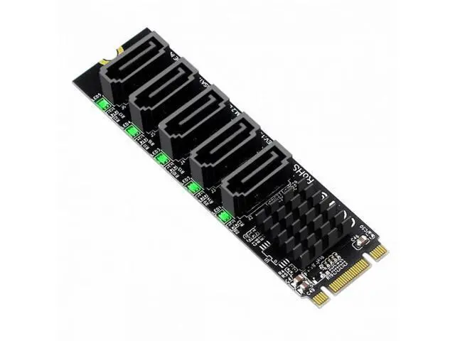 Alt view image 5 of 7 - NGFF Key B+M to SATA 3.0 6Gbps 5 Ports Adapter Converter PM Multi Port Select JMB575 2280 SA-035-BM