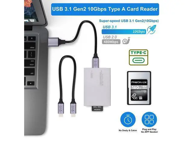 Alt view image 6 of 7 - USB3.1 Type-C USB3.0-A to CF Express Extension Card Reader for CFE Type-A Support CFA Memory Card