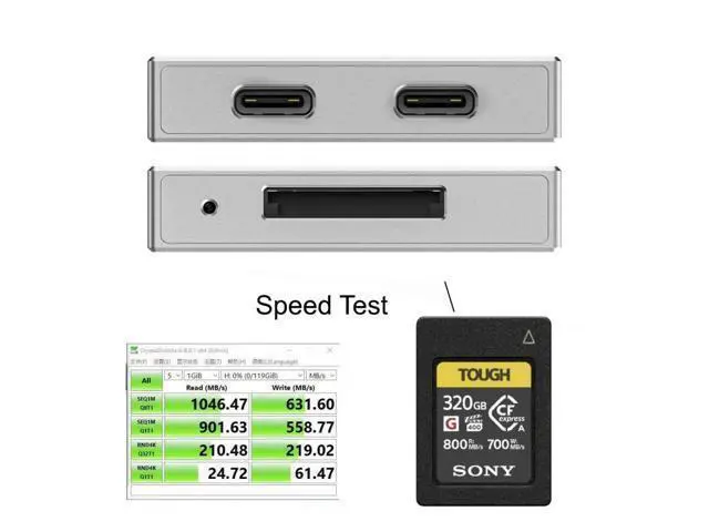 Alt view image 3 of 7 - USB3.1 Type-C USB3.0-A to CF Express Extension Card Reader for CFE Type-A Support CFA Memory Card