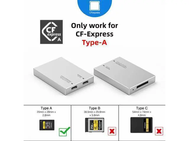 Alt view image 2 of 7 - USB3.1 Type-C USB3.0-A to CF Express Extension Card Reader for CFE Type-A Support CFA Memory Card UC-152-CFA