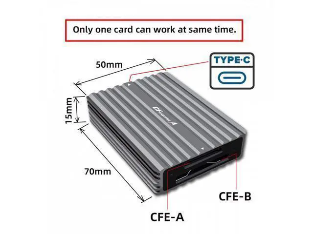 Alt view image 7 of 7 - USB3.1 Type-C USB3.0 Type-A to CF Express Extension Card Reader CFE Type-A & Type-B CFA R5 Z6 Z7 CFB Memory Card UC-152-CFX