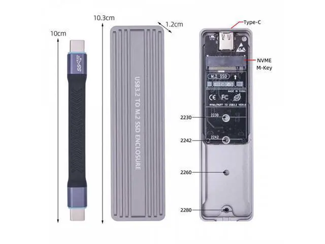 Alt view image 4 of 7 - 20Gbps Type-C USB3.2 USB4 to NVME M-key M.2 NGFF SATA SSD PCBA Enclosure 2280/2242/2230mm Adapter RTL9220 Chipset UC-092-2280MM