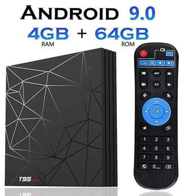 Main image of Android 90 TV Box 4GB+64GB T95 max Quad Core Smart TV Box Android Box Media Player Support USB 30 3D 4K 6K H265 HD Resolution 24G WiFi Set Top TV Box