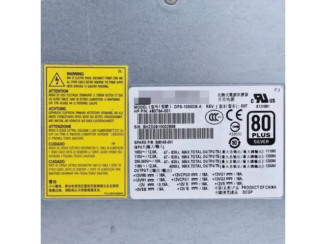 Alt view image 4 of 6 - for H-P Z800 Server Power 1250W DPS-1050DB A 508149-001 480794-003 Power Supply PSU