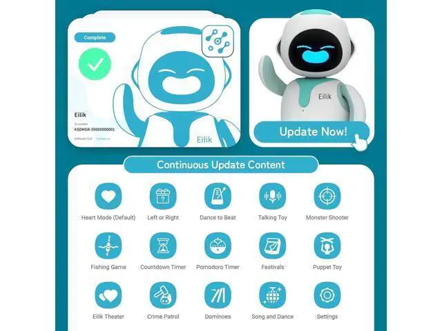 Alt view image 6 of 6 - Smart Robot Touch Interactive Desk Companion Abundant Emotions Mini-Games Perfect Gifts for Girls Boys Holidays