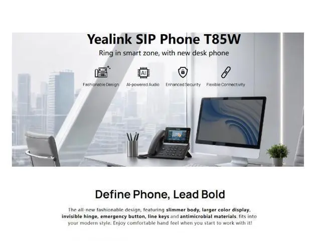 Alt view image 3 of 7 - wusu SIP-T85W Yealink IP PHONE - Network Desktop Telephone Desk Phone