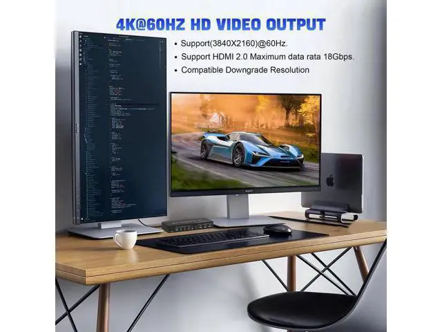 Alt view image 4 of 7 - wusu 4 Port HDMI Dual Monitor KVM Switch, Supports EDID, 4K 60Hz KVM Switch 2 Monitors 4 Computers, with Audio Microphone Output and 3 USB 2.0 Ports, PC Monitor Keyboard Mouse Switcher for 4 PCs