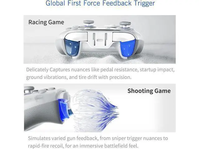 Alt view image 5 of 7 - wusu APEX 4 PC Controller Force Feedback Trigger Force-Adjustable Alloy Joysitck Full-Color LCD Display 1500mAh 1000hz Report Rate Stereo Vibration PC/NS/TV/Android/Laptop
