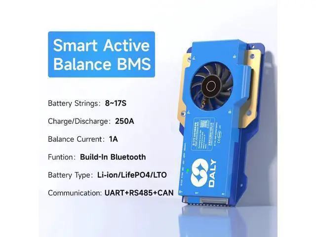 Alt view image 4 of 7 - DALY Smart Active Balance BMS 250A 24V-60V 8S-17S Bluetooth incorporado con RS485 CAN placa de protección de batería PCB para batería Li-ion LifePO4 LTO