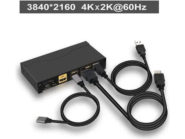 Alt view image 2 of 7 - wusu 4K@60Hz 2 Port KVM HDMI + USB-C with Audio and Cables, HDMI KVM Switch USB C for 2 Mac/Computers/Mobile Phone Sharing Monitor Keyboard Mouse
