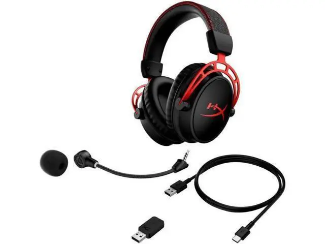Alt view image 7 of 7 - HyperX Cloud Alpha Wireless - Gaming Headset for PC, 300-hour battery life, DTS Headphone:X Spatial Audio, Memory foam, Dual Chamber Drivers, Noise-Canceling Mic, Durable Aluminum Frame (Red)
