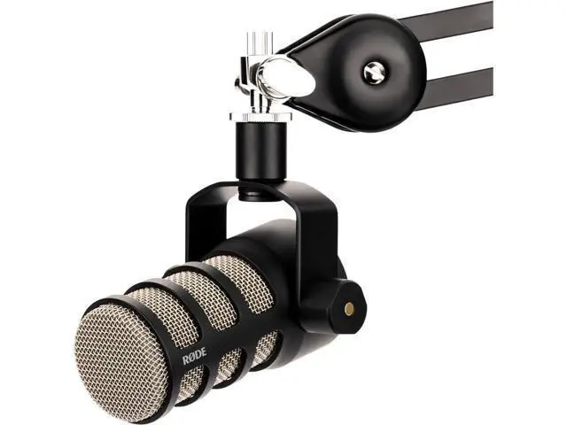 Alt view image 2 of 6 - Rode PodMic Cardioid Dynamic Broadcast Microphone with StreamEye BOOMARM1 Microphone Boom Arm, Pop Filter and XLR Cable