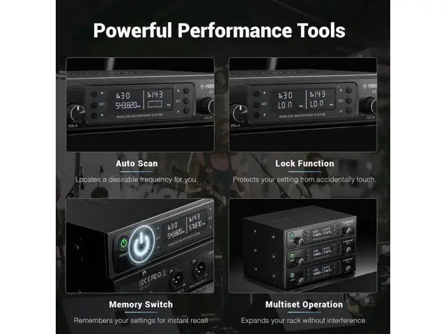 Alt view image 6 of 7 - Phenyx Pro Wireless Microphone System, Dual Wireless Mics,w/ 2 Handhelds, Auto Scan,2x100 UHF Frequencies,328ft Range,Dynamic Microphone for Singing, Karaoke, Church(PTU-71-2H)