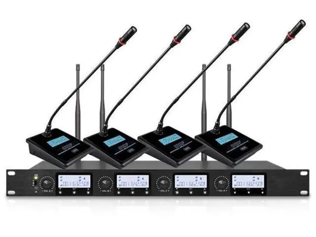 Alt view image 3 of 5 - Conference wireless microphone - one for the left, one for the right, two for the front, four for the side, a swivel neck tube with U-shaped frequency modulation wireless microphone, and a head-mounte