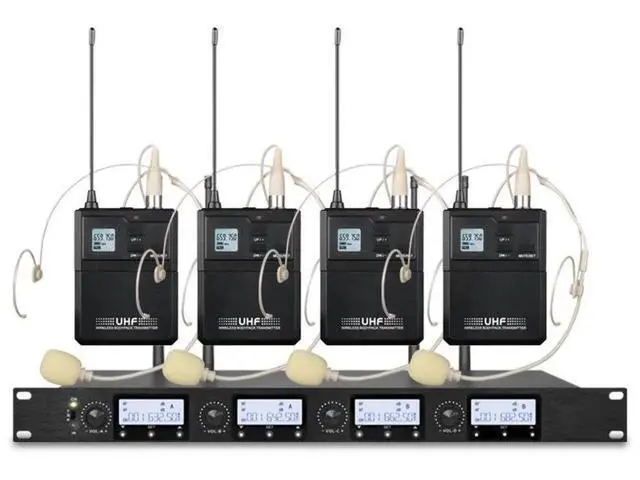Alt view image 5 of 5 - Conference wireless microphone - one for the left, one for the right, two for the front, four for the side, a swivel neck tube with U-shaped frequency modulation wireless microphone, and a head-mounte