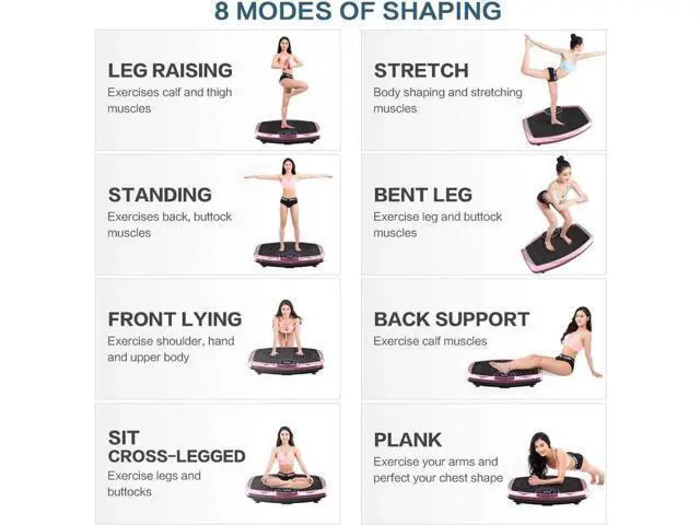 Alt view image 2 of 6 - Vibration Plate Exercise Machine Whole Body Workout Vibration Fitness Platform for Home Fitness & Weight Loss + BT + Remote, 99 Levels